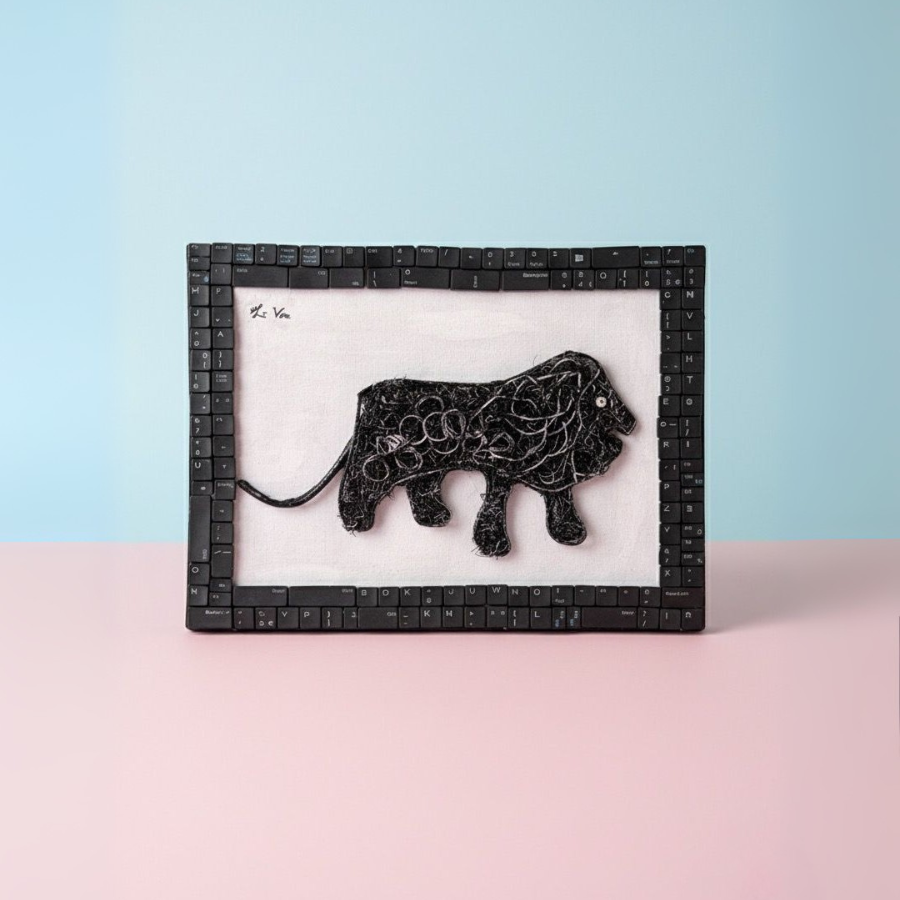 The Keyboard Lion - Handcrafted Recycled Art