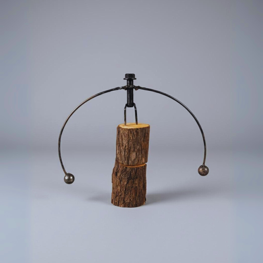 Rustic Wood & Iron Balancing Art Sculpture